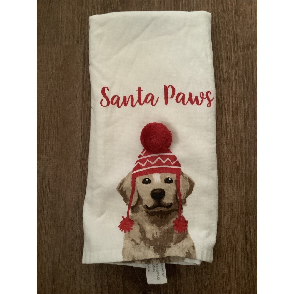 New Deborah Connolly Christmas Merry Labrador pumpum Beanie Hand Towel 27x18"